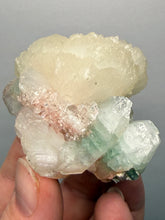 Load image into Gallery viewer, High-Grade Gemmy Green Apophyllite on White Stilbite  | Deccan Traps, Maharashtra, India
