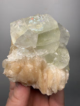 Load image into Gallery viewer, High-Grade Light Green Apophyllite on Pink Stilbite Zeolite | Indian Collector Mineral Specimen
