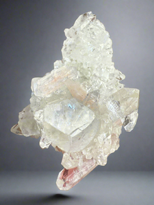 Clear Gem Apophyllite + Pink Stilbite Cluster • Maharashtra, India