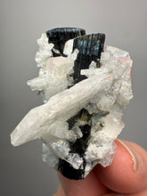 Load image into Gallery viewer, Blue Cap Dark Green Stak Nala Tourmaline With Pink Morganite on Cleavelandite Matrix – Haramosh Mountains, Pakistan
