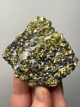 Load image into Gallery viewer, 3” New Find: Huanzala Mine Peru Sphalerite + Chalcopyrite + Apatite + Calcite + Quartz | Collector Display Specimen

