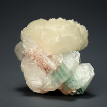 Load image into Gallery viewer, High-Grade Gemmy Green Apophyllite on White Stilbite  | Deccan Traps, Maharashtra, India
