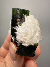 Load image into Gallery viewer, Dark Green Cap Stak Nala Tourmaline on Cleavelandite Matrix – Haramosh Mountains, Pakistan
