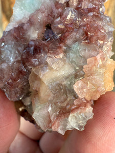 Red & Green Apophyllite + Peach Scolecite • RARE, High Grade • Maharashtra, India