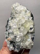 Load image into Gallery viewer, High-Grade Green Apophyllite with Pink Stilbite on Black Chalcedony – Deccan Traps, India
