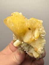 Load image into Gallery viewer, High-Grade Golden Calcite on Golden Stilbite — Maharashtra, India (Collector Cabinet Specimen)
