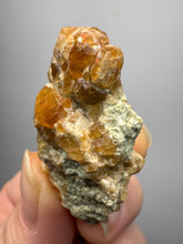 Load image into Gallery viewer, Hessonite Garnet Cluster on Matrix – Natural Collector Specimen from Pakistan | High-Grade Orange-Red Garnet Crystals

