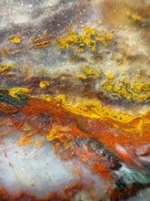 Load image into Gallery viewer, PREMIUM DISPLAY or LAPIDARY SLAB • Moroccan “Dream Landscape Jagate” (Purple, Teal, Red, Green, Red, Yellow &amp; Orange Moss Plume Agate + Jasper) Stone • Double Sided • High Atlas Mountains • Unpolished
