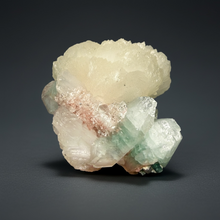 Load image into Gallery viewer, High-Grade Gemmy Green Apophyllite on White Stilbite  | Deccan Traps, Maharashtra, India
