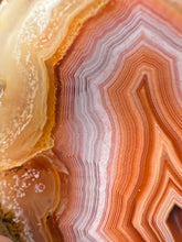 Load image into Gallery viewer, High-Grade Parallax Banded Laguna Agate – Bright Orange, Red, &amp; White Banding from Mexico
