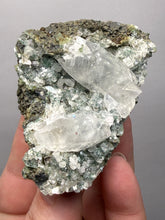 Load image into Gallery viewer, Double Terminated Scalenohedral Optical Calcite on Druzy Apophyllite &amp; Green Heulandite | Maharashtra, India
