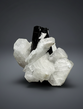Load image into Gallery viewer, Dark Green Cap Stak Nala Tourmaline on Cleavelandite Matrix – Haramosh Mountains, Pakistan
