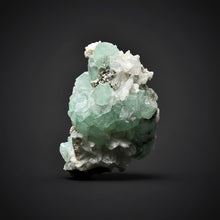 Load image into Gallery viewer, High-Grade Gemmy Green Apophyllite on White Stilbite  | Deccan Traps, Maharashtra, India
