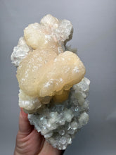 Load image into Gallery viewer, BIG Pearl &amp; Pink Stilbite Flower Crystals w Clear Apophyllite | Maharashtra, India | Collector Display Specimen
