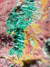 Load image into Gallery viewer, Brochantite Collector Mineral Specimen – Vivid Green Copper Crystals from Morocco
