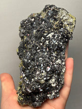 Load image into Gallery viewer, 6.1” New Find: Huanzala Mine Peru Sphalerite + Chalcopyrite + Apatite + Calcite + Quartz | Collector Display Specimen
