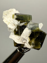 Load image into Gallery viewer, Blue Cap Dark Green Stak Nala Tourmaline and Cleavelandite – Haramosh Mountains, Pakistan | Thumbnail Specimen
