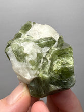 Load image into Gallery viewer, Electric Green Diopside on Quartz – Collector Mineral Specimen (Gilgit-Baltistan) Pakistan
