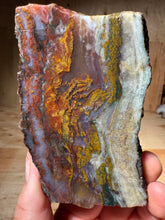 Load image into Gallery viewer, PREMIUM DISPLAY or LAPIDARY SLAB • Moroccan “Dream Landscape Jagate” (Purple, Teal, Red, Green, Red, Yellow &amp; Orange Moss Plume Agate + Jasper) Stone • Double Sided • High Atlas Mountains • Unpolished
