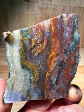 Load image into Gallery viewer, PREMIUM DISPLAY or LAPIDARY SLAB • Moroccan “Dream Landscape Jagate” (Purple, Teal, Red, Green, Red, Yellow &amp; Orange Moss Plume Agate + Jasper) Stone • Double Sided • High Atlas Mountains • Unpolished
