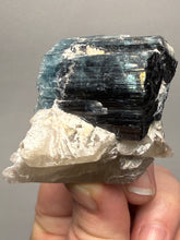 Load image into Gallery viewer, Blue Cap Tourmaline on Quartz Specimen – Pakistan
