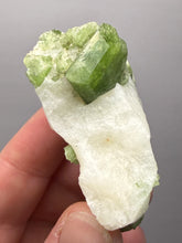 Load image into Gallery viewer, Electric Green Diopside on Quartz – Collector Mineral Specimen (Gilgit-Baltistan) Pakistan
