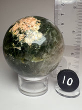 Load image into Gallery viewer, Pink Blossom Green Smoky Garden Quartz Sphere from Madagascar
