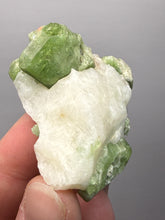 Load image into Gallery viewer, Electric Green Diopside on Quartz – Collector Mineral Specimen (Gilgit-Baltistan) Pakistan
