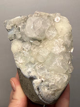 Load image into Gallery viewer, Druzy Chalcedony with Druzy Clear Apophyllite | Maharashtra, India
