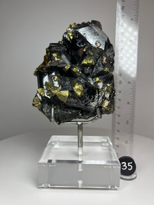 Cubic Galena, Sphalerite-Marmatite & Octahedral Golden Chalcopyrite from Bulgaria • Rare High Grade • Mineral Collector’s Specimen Showpiece