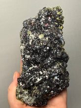 Load image into Gallery viewer, 6.1” New Find: Huanzala Mine Peru Sphalerite + Chalcopyrite + Apatite + Calcite + Quartz | Collector Display Specimen
