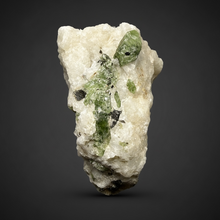 Load image into Gallery viewer, Electric Green Diopside on Quartz – Collector Mineral Specimen (Gilgit-Baltistan) Pakistan
