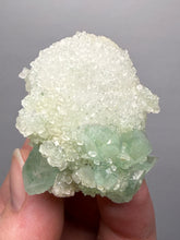 Load image into Gallery viewer, Luminous Mint Apophyllite with Glittering Druzy Sugar Quartz – India
