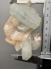Load image into Gallery viewer, High-Grade Light Green Apophyllite on Pink Stilbite Zeolite | Indian Collector Mineral Specimen
