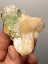 Load image into Gallery viewer, High-Grade Gemmy Green Apophyllite on White Stilbite  | Deccan Traps, Maharashtra, India
