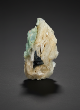 Load image into Gallery viewer, Blue Indicolite &amp; Mint Green Tourmaline on Matrix – Pegmatite Mineral Specimen from Pakistan
