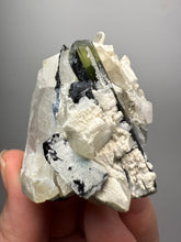Load image into Gallery viewer, Dark Green Cap Stak Nala Tourmaline &amp; Cleavelandite on Quartz Matrix – Haramosh Mountains, Pakistan
