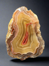 Load image into Gallery viewer, High-Grade Parallax Banded Laguna Agate – Bright Red &amp; Yellow Crystal from Mexico
