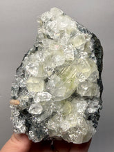 Load image into Gallery viewer, High-Grade Green Apophyllite with Pink Stilbite on Black Chalcedony – Deccan Traps, India
