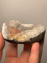 Load image into Gallery viewer, Rare Botryoidal Orange Fluorite on Druzy Quartz Matrix

Collector Mineral Specimen — Maharashtra, India

