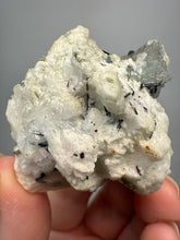 Load image into Gallery viewer, Dark Green Cap Stak Nala Tourmaline and Aquamarine on Cleavelandite Matrix – Haramosh Mountains, Pakistan
