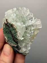 Load image into Gallery viewer, Light Mint Green “Disco Ball” Radial Apophyllite on Pink &amp; Green Heulandite — Deccan Traps, India
