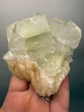Load image into Gallery viewer, High-Grade Light Green Apophyllite on Pink Stilbite Zeolite | Indian Collector Mineral Specimen
