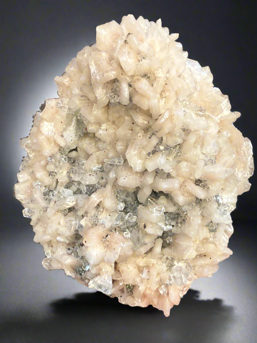 Clear Druzy Gem Apophyllite Stalactite + Pink Stilbite • Maharashtra, India