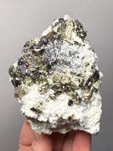 Load image into Gallery viewer, 3.8” New Find: Huanzala Mine Peru Sphalerite + Chalcopyrite + Apatite + Calcite + Quartz | Collector Display Specimen
