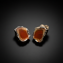 Load image into Gallery viewer, Indonesian Sumatra Agate Pair – Vibrant Banded Chalcedony with Rich Color Zoning | Ethical Lapidary &amp; Collector Display Specimens

