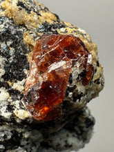 Load image into Gallery viewer, Naturally Faceted Zircon Crystal on Pegmatite–Biotite Matrix • Pakistan Mineral Specimen
