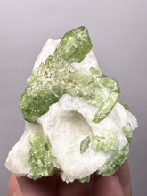 Load image into Gallery viewer, Electric Green Diopside on Quartz – Collector Mineral Specimen (Gilgit-Baltistan) Pakistan
