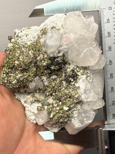 Load image into Gallery viewer, 3.3” New Find: Huanzala Mine Peru Sphalerite + Chalcopyrite + Apatite + Calcite + Quartz | Collector Display Specimen
