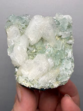 Load image into Gallery viewer, High-Grade Gemmy Green Apophyllite on White Stilbite  | Deccan Traps, Maharashtra, India
